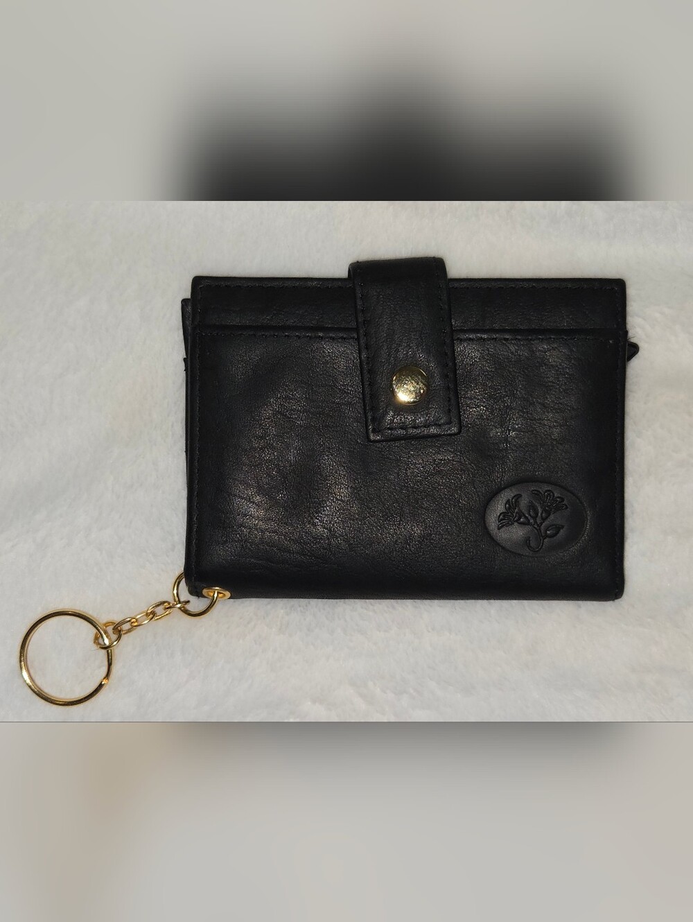 Buxton Black Leather Wallet with Gold Accent